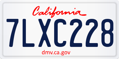 CA license plate 7LXC228
