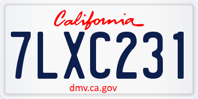 CA license plate 7LXC231