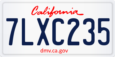 CA license plate 7LXC235