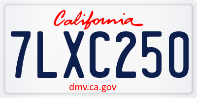 CA license plate 7LXC250