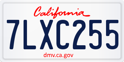 CA license plate 7LXC255