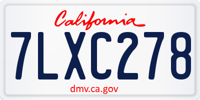 CA license plate 7LXC278