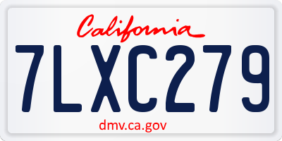 CA license plate 7LXC279