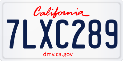 CA license plate 7LXC289