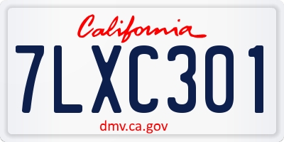 CA license plate 7LXC301