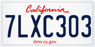 CA license plate 7LXC303
