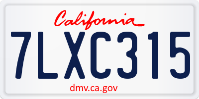 CA license plate 7LXC315
