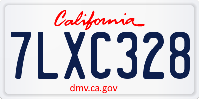 CA license plate 7LXC328