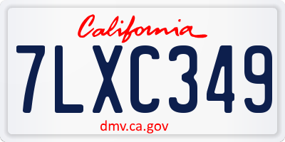 CA license plate 7LXC349