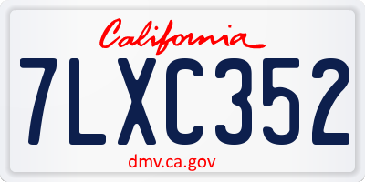 CA license plate 7LXC352