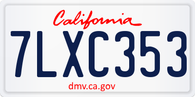 CA license plate 7LXC353