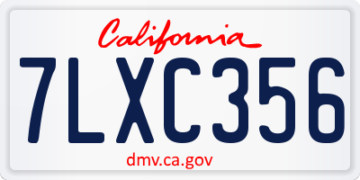 CA license plate 7LXC356