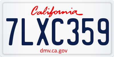 CA license plate 7LXC359