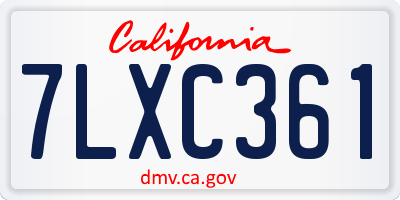 CA license plate 7LXC361