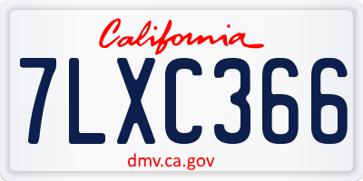 CA license plate 7LXC366