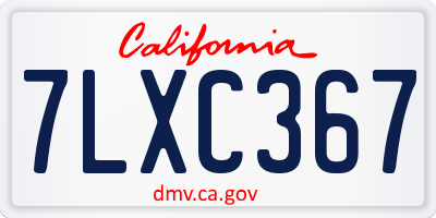 CA license plate 7LXC367