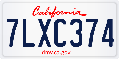 CA license plate 7LXC374