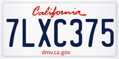 CA license plate 7LXC375