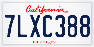 CA license plate 7LXC388