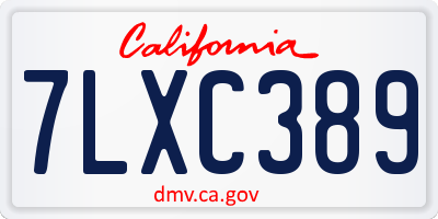 CA license plate 7LXC389