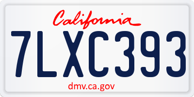 CA license plate 7LXC393