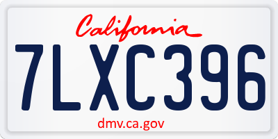 CA license plate 7LXC396