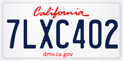 CA license plate 7LXC402