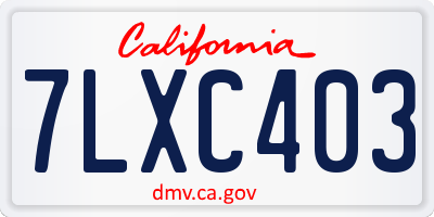 CA license plate 7LXC403
