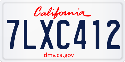 CA license plate 7LXC412