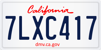 CA license plate 7LXC417