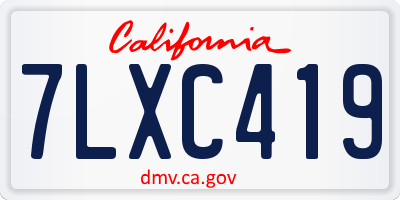 CA license plate 7LXC419