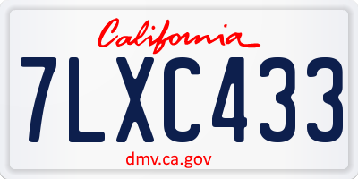CA license plate 7LXC433
