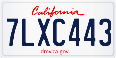 CA license plate 7LXC443