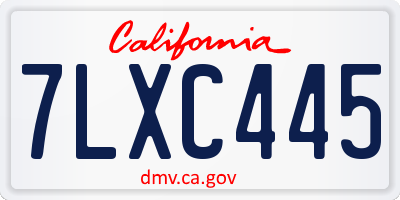 CA license plate 7LXC445