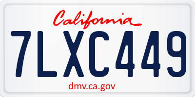 CA license plate 7LXC449