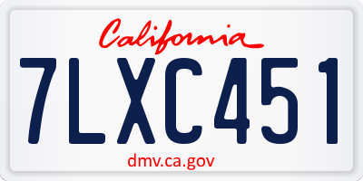 CA license plate 7LXC451