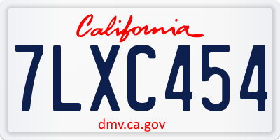 CA license plate 7LXC454