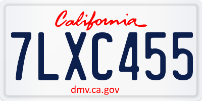 CA license plate 7LXC455