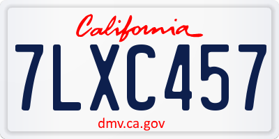 CA license plate 7LXC457