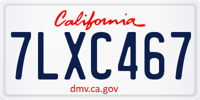 CA license plate 7LXC467