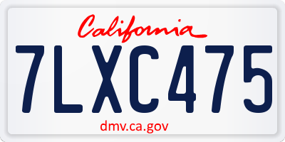 CA license plate 7LXC475