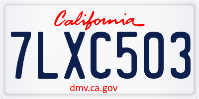 CA license plate 7LXC503