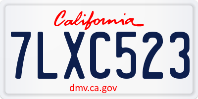 CA license plate 7LXC523