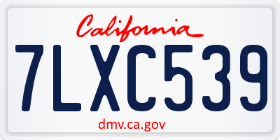 CA license plate 7LXC539