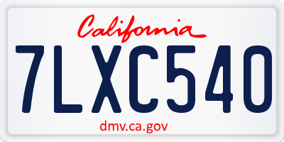 CA license plate 7LXC540