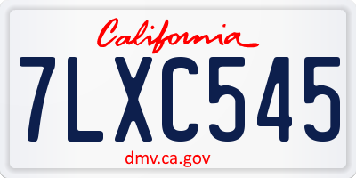 CA license plate 7LXC545