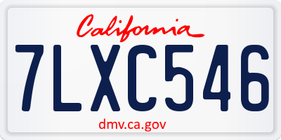 CA license plate 7LXC546