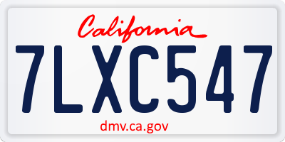 CA license plate 7LXC547