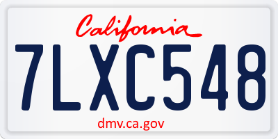 CA license plate 7LXC548