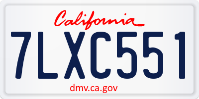 CA license plate 7LXC551